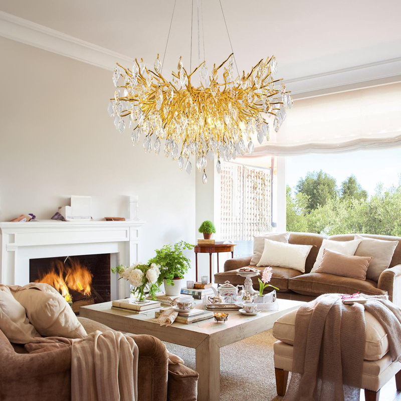 Grand lustre en cristal, H 17,72 po x l 24 po x P 24 po, 8