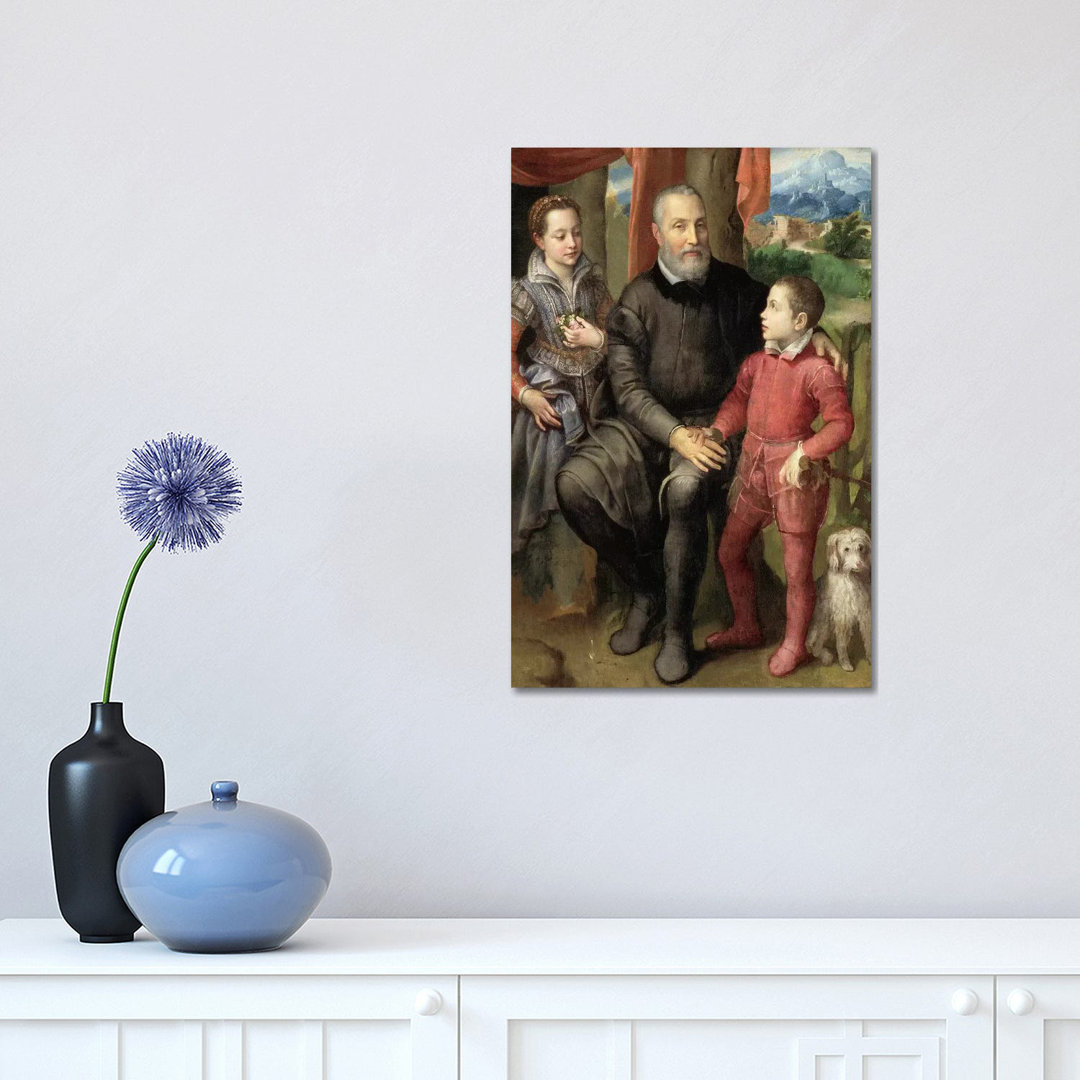 Portrait Of The Artist's Family: Minerva (Sister), Amilcare (Father) And Asdrubale (Brother), 1559 by Sofonisba Anguissola - Wrapped Canvas Painting