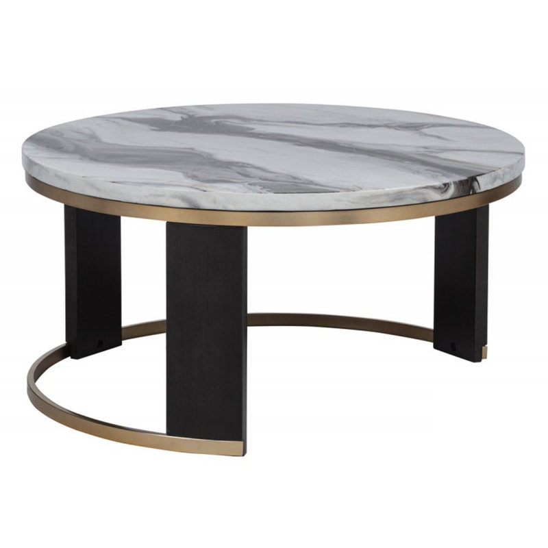 Table basse gigogne ronde Avrah Brown / Gold