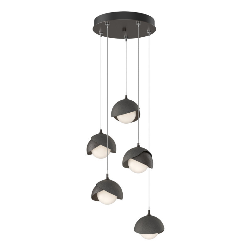 Brooklyn 5 - Light Cluster Geometric Pendant, Standard: 15" to 80", Bronze, Black