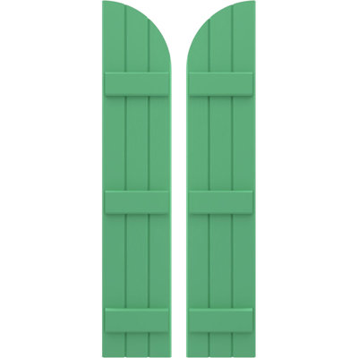 Volets extérieurs AmeriCraft en bois véritable à trois panneaux (3 lattes), joints, cintrée, 10 1/2 po L x 40 po H, couleur caramel brûlé (par paire)