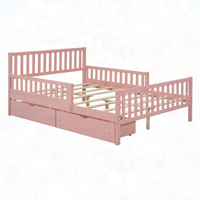 Lit de rangement en bois, Rose, Double