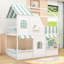 Lit superposé en bois avec escalier de rangement et tablettes-129879507