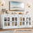 35.4 in Sideboard Buffet Cabinets with Glass Door, Buffet Cabinet with Storage, White Sideboard Cabinet with Drawer-645795812