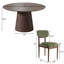 Ensemble de table à manger ronde en bois massif Chynthia pour 6 personnes avec 6 chaises rembourrées-1705932198