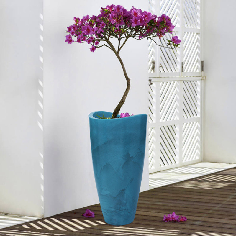 Pot à fleurs rond Vinisha ECOBO EcoFriendly, Bleu, H 31,5 po x l 15,7 po x P 15,7 po
