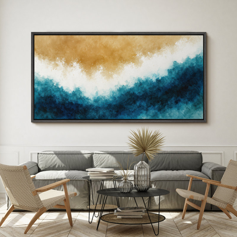 Grande impression sur toile encadrée, reproduction de paysage abstrait océanique pour décoration intérieure moderne, Noir