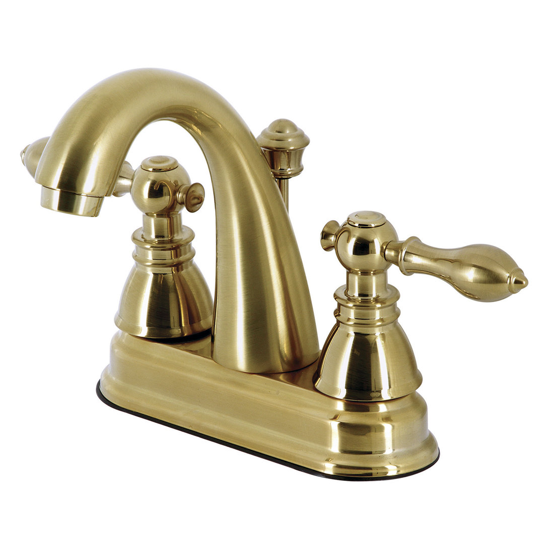 Kingston Brass American Classic Two-Handle 3-Hole Deck Mount 4" Centerset Bathroom Faucet with Plastic Pop-Up Kingston Brass 
