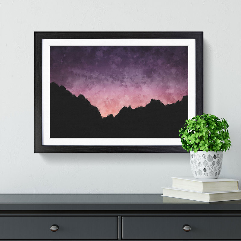 Pink Sky at Night 1 Piece Single Picture Frame Wall Art on MDF, 33cm H x 45cm W x 2cm D, Black
