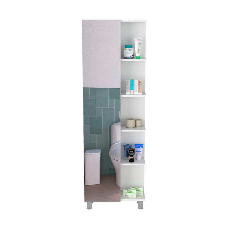 Armoire à linge Miro Reno, quatre tablettes intérieures, Blanc