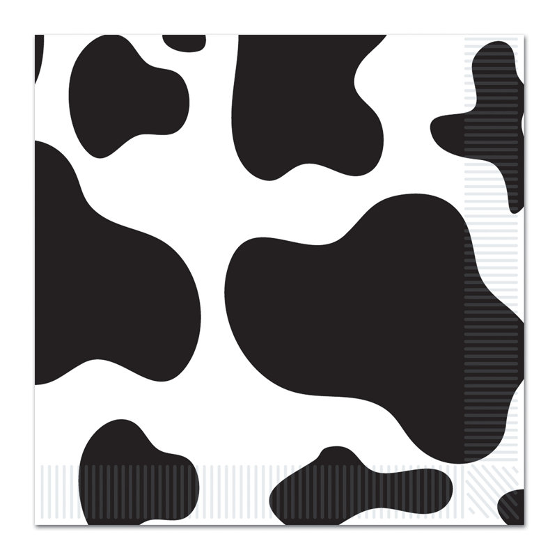 Serviettes en papier repas à imprimé vache, l 6,5 po x L 6,5 po