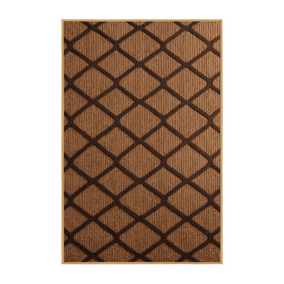 Machine Washable Trellis Brown Area Rug