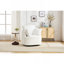 Fauteuil d'appoint pivotant blanc, fauteuil demi-tonneau pivotant rond, fauteuil, fauteuil rembourré, fauteuil de lecture, fauteuil de lecture, fauteuil simple, bureau de chambre à coucher-781535147