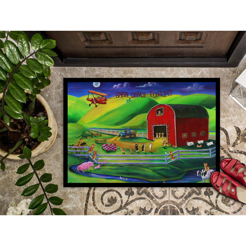 Tapis de grange d’extérieur antidérapant à danse corgi, Rectangle 2 pi x 3 pi