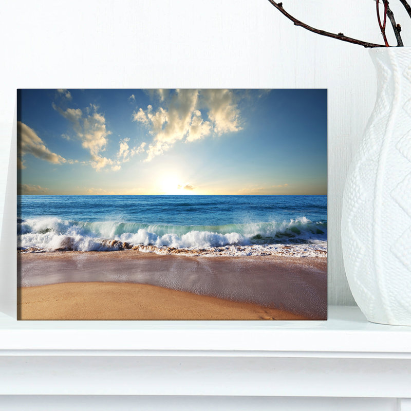 Sunrise Sea Sunset beach, art mural sur toile côtière, reproduction d'art sur la plage, H 8 po x l 12 po, Toile tendue