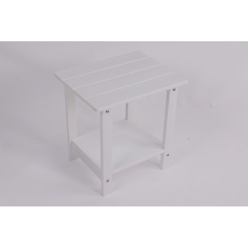 Une table d'appoint imitation bois texturée en bois, simple mais avec une texture riche. Il est livré avec un petit plateau de table et convient aux pique-niques en plein air. blanc