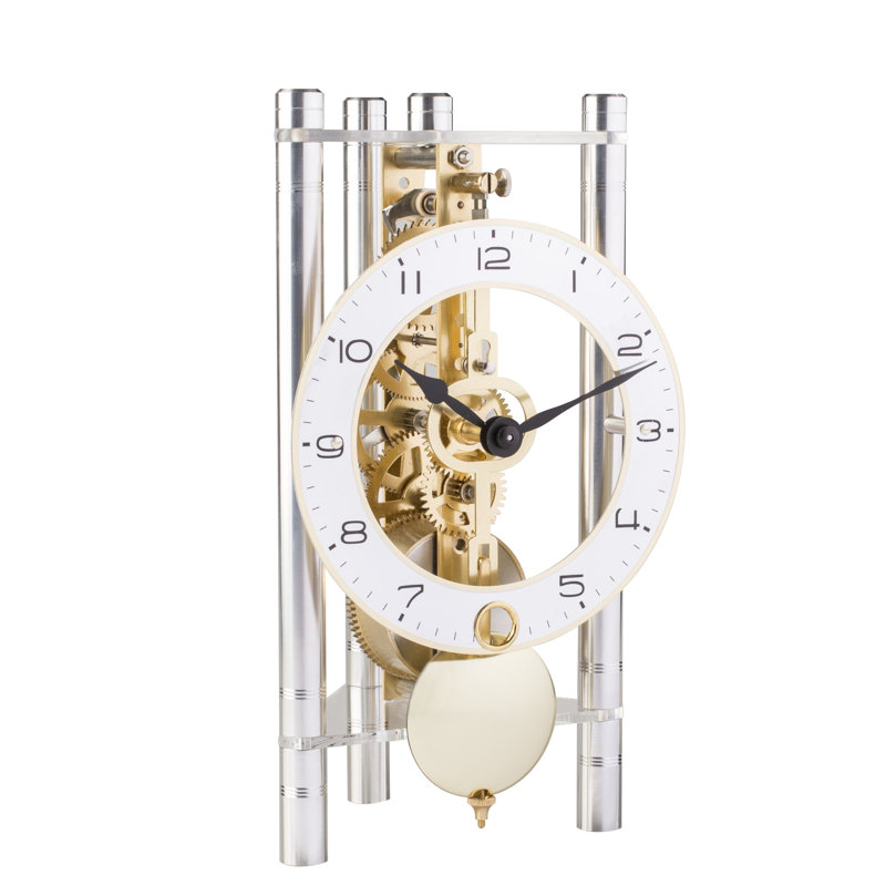 Analogue Metal Mechanical Tabletop Clock in Silver
