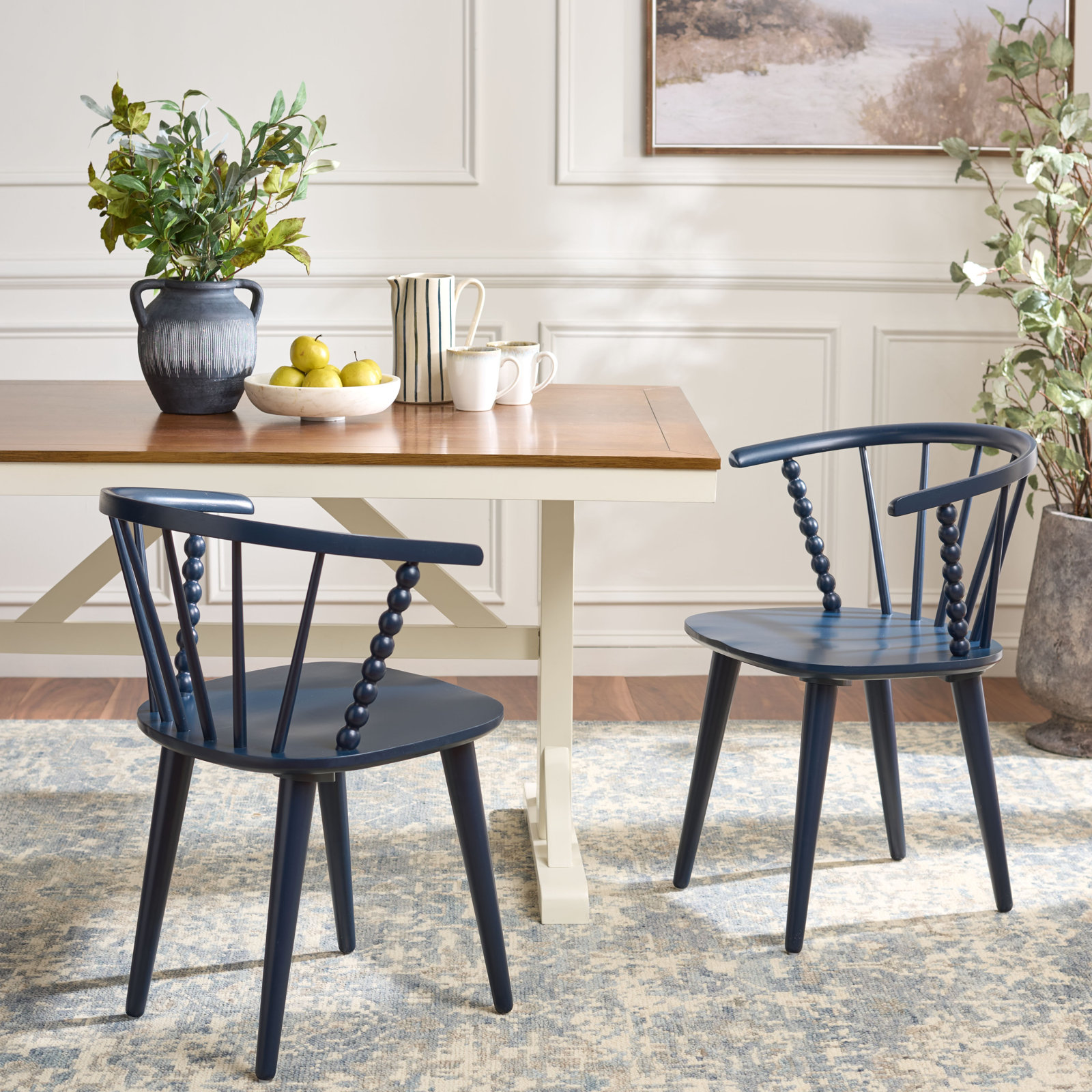 Condrey Curved Back Dining Armchair, Navy