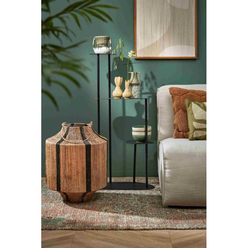 Jute Lantern, Black, 51cm H x 40cm W x 40cm D