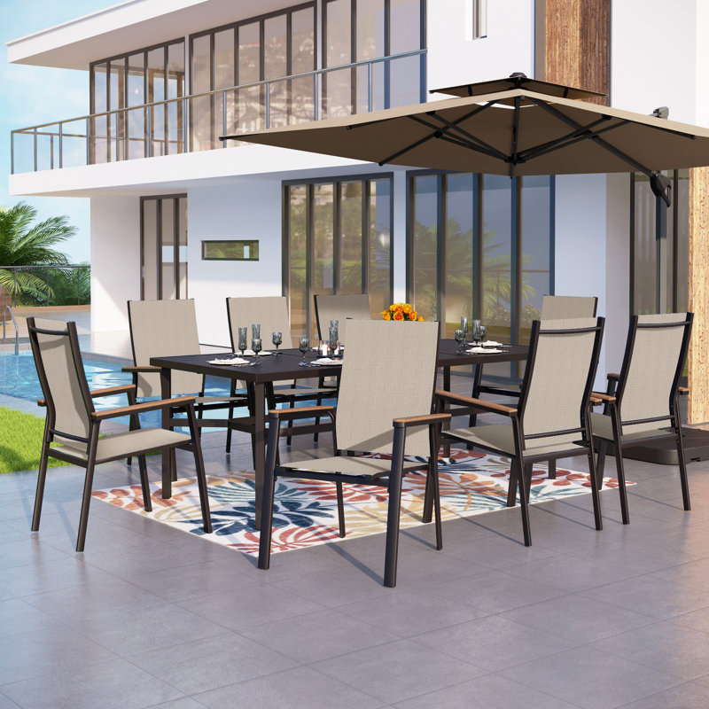 Alyah Stacking Aluminum Patio Dining Armchair, Brown
