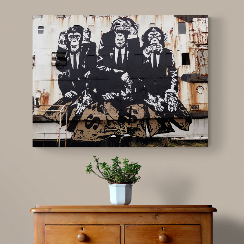 Three Wise Monkeys by Banksy - Wrapped Canvas Print, 61 H x 81 W cm