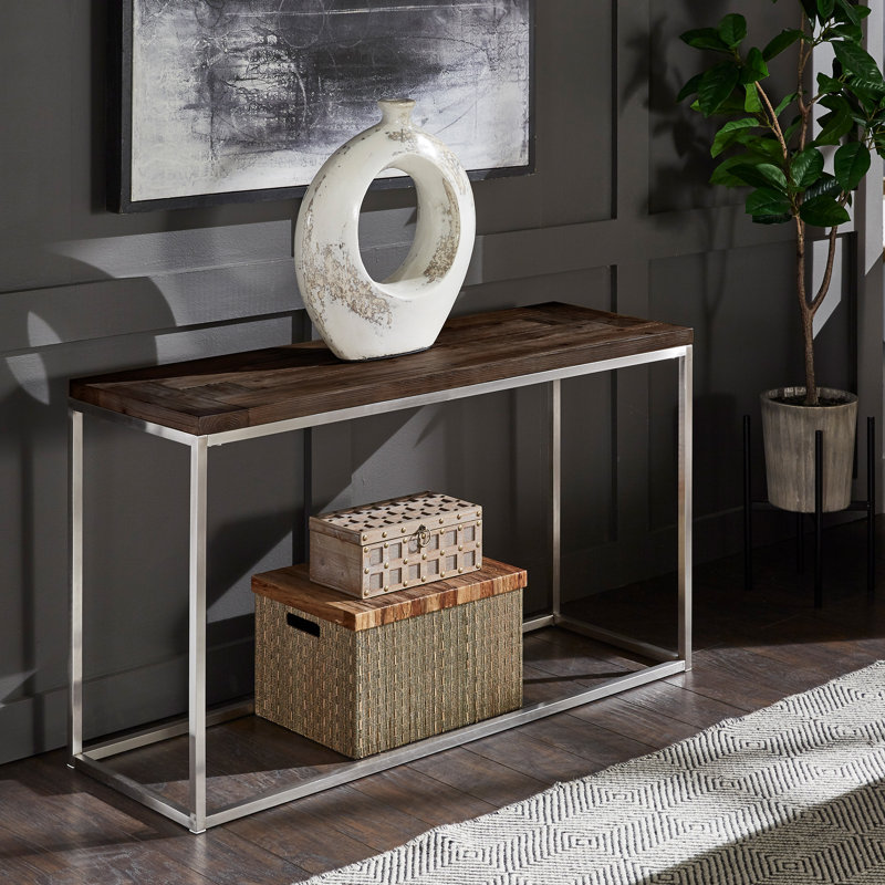 Table de canapé en acier inoxydable Mokshit, Brun foncé