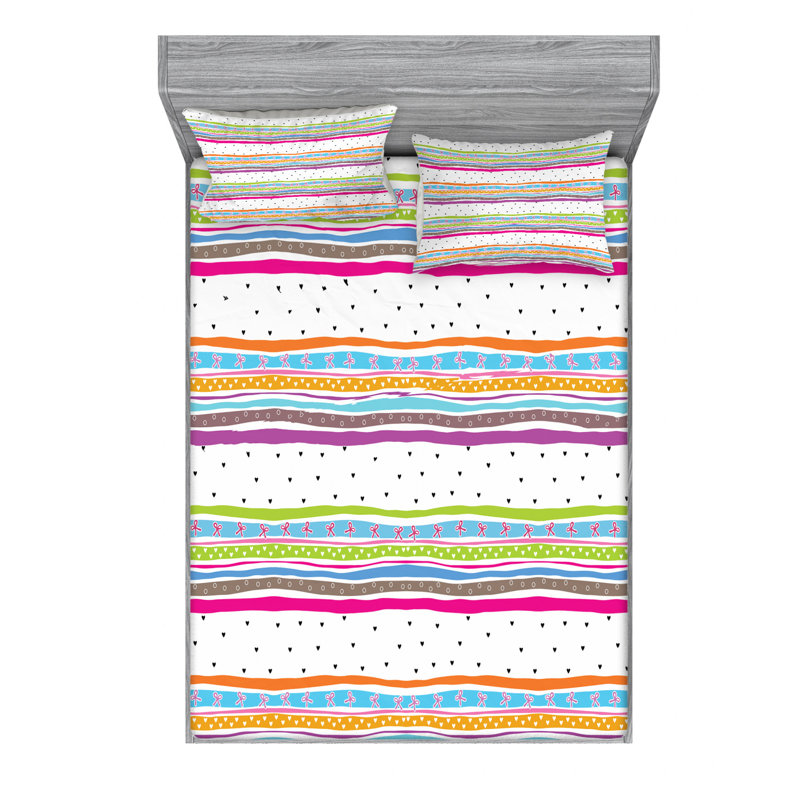 Microfiber Striped Sheet Set, Queen Sheet Set with Fitted Sheet, Striped 2