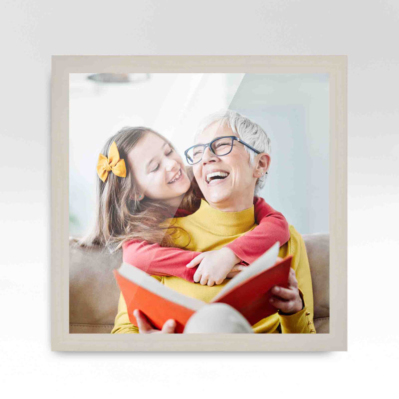 Cadre photo simple en bois rouge / jaune, 16 po x 16 po
