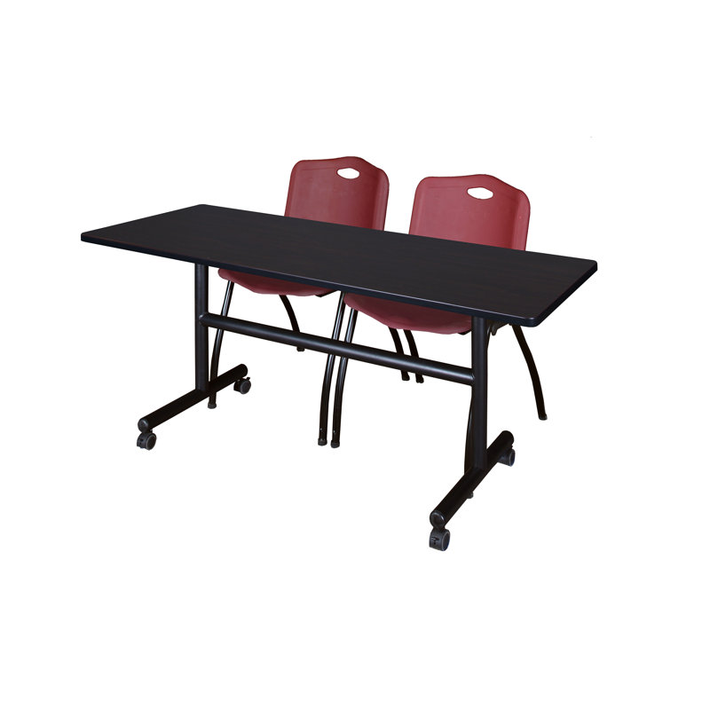 Table de nidification Nickls, 2 chaises empilables, H 29 po x l 60 po x P 24 po, Cerise / Gris