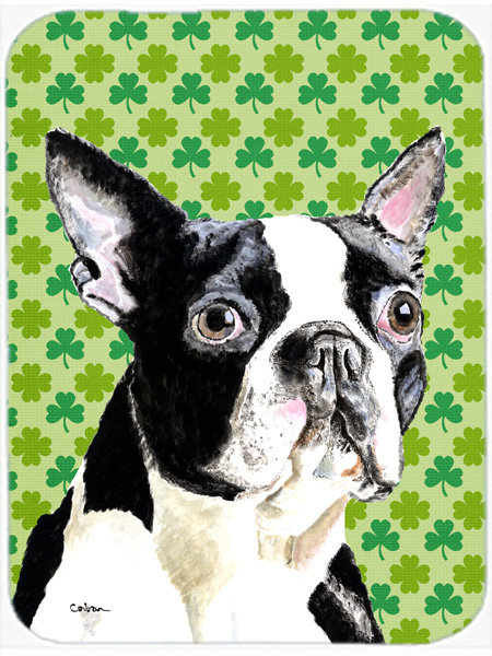 Planche à découper en verre à caroline de saint-valentin boston terrier st. patrick Shamrock Lucky Irish