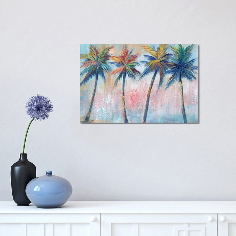 «Color Pop Palms» par Nan - impression, H 12 po x l 18 po x 1,5 po, Toile tendue