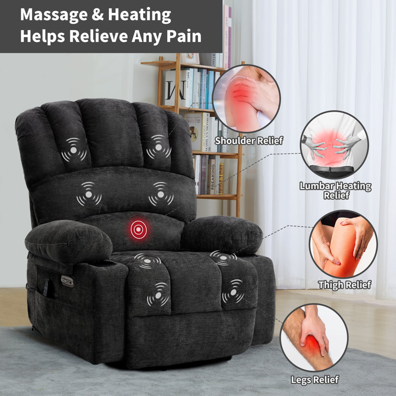 37cm Wide Chenille Standard Recliner, Dark Grey