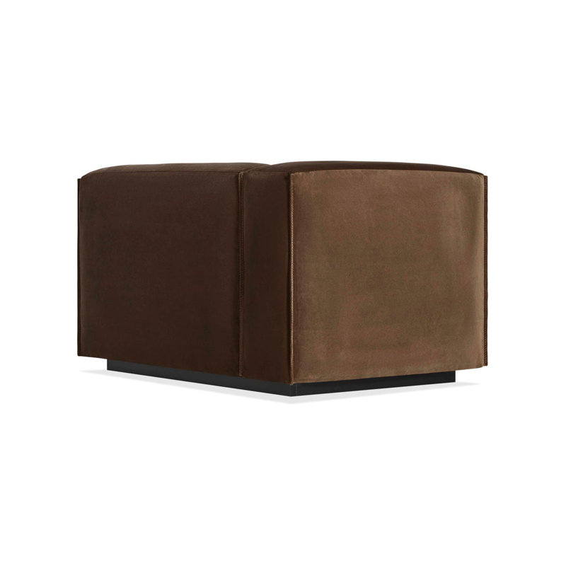 Cleon Chaise Lounge, Left Hand Facing, Coffee Velvet Polyester Blend