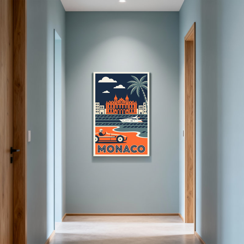Scénario et paysages urbains Monaco Racing Yacht Palace Palm Sky, H 48 po x l 32 po