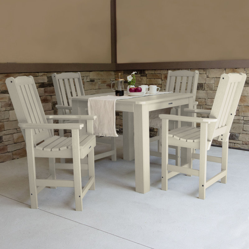 Arbnora 4-Person 42" Square, Counter-Height Outdoor Dining Set, Whitewash, 42 x 42 x 36