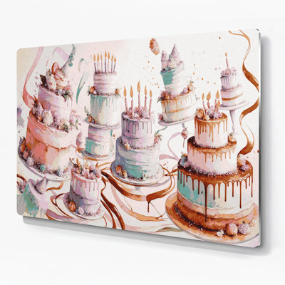 Dessert, gâteau d'anniversaire, art mural gris en métal