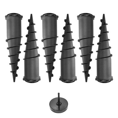 Ground Spike Anchor Kit – with Drill Bit Adapter, 10.25 in Heavy-Duty Plastic Stakes for Outdoor Décor & Fixtures