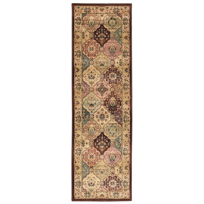 Hartshorne Machine Woven Brown/Cream/Red Indoor Rug, Runner 80 x 300 cm
