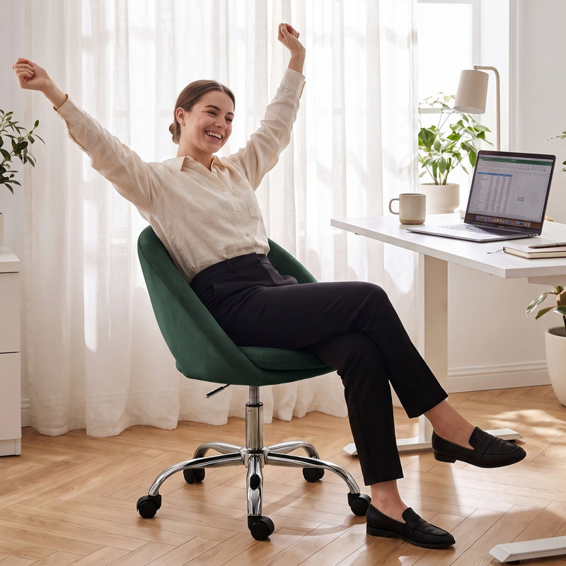 HOMCOM Velvet Office Chair, Green