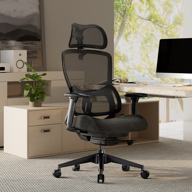 Bryce, chaise de bureau avec lombaire réglable, Noir