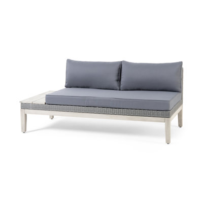 Loft Left-Side 2-Seater Sofa Sectional Component in Grey with Acacia Wood Frame