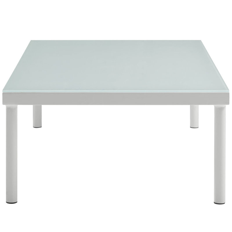 Abertamy Outdoor Patio Aluminum Coffee Table In White