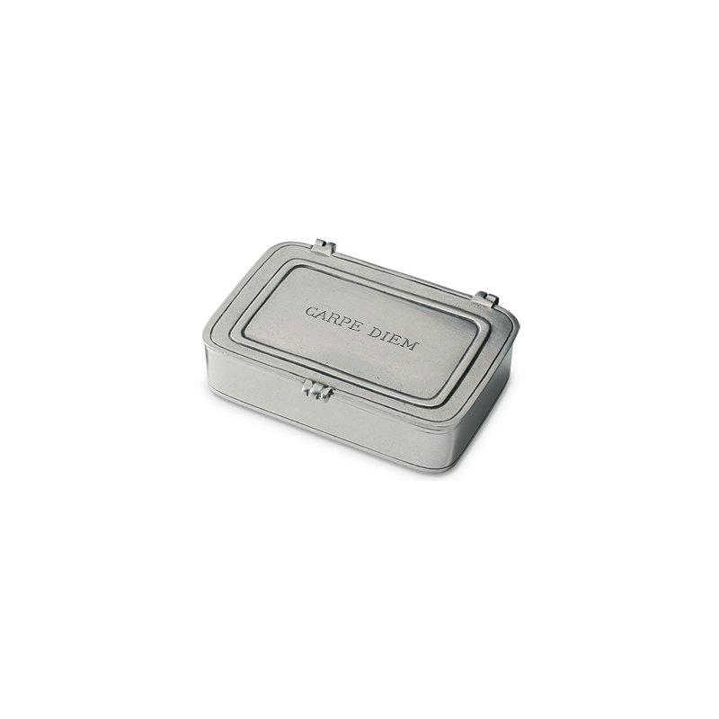 Handmade Pewter Decorative Box, 1" H x 3.8" W x 2.5" D