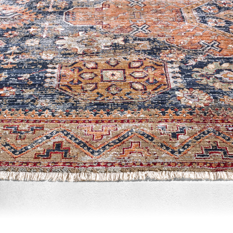 Finnuala Medallion Red/Blue Area Rug (10'X14'4"), Rectangle 10' x 14'