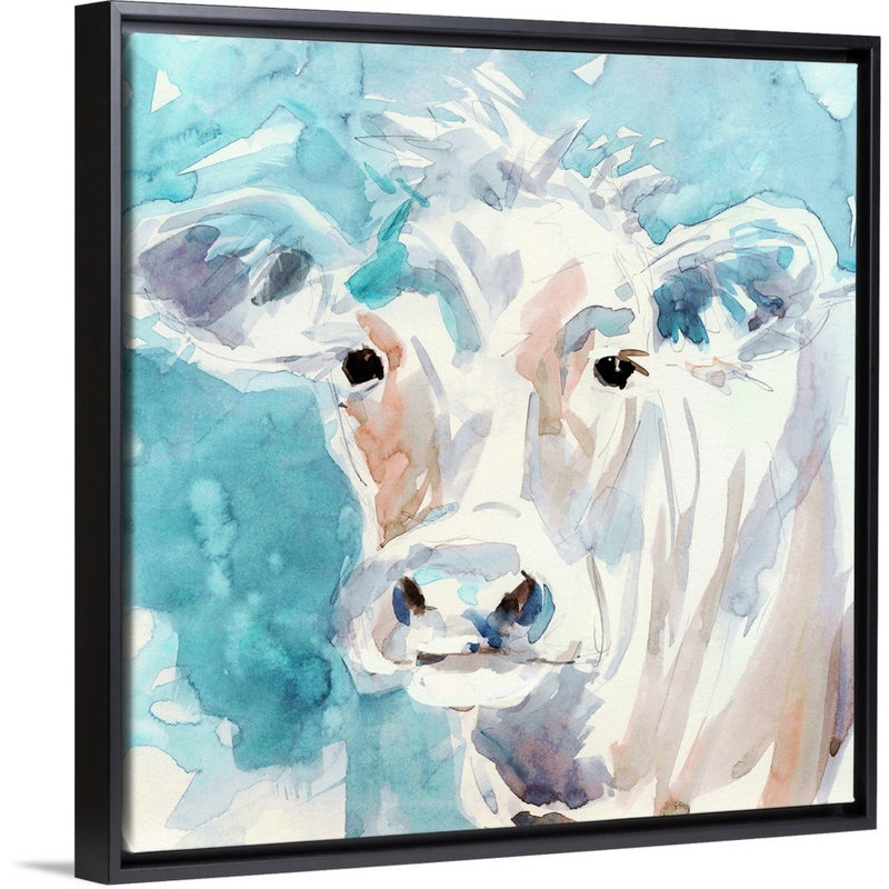 «Color Wash Cow», reproduction d'art sur toile, H 13,7 po x l 13,7 po x P 1,75 po, Cadre flottant noir