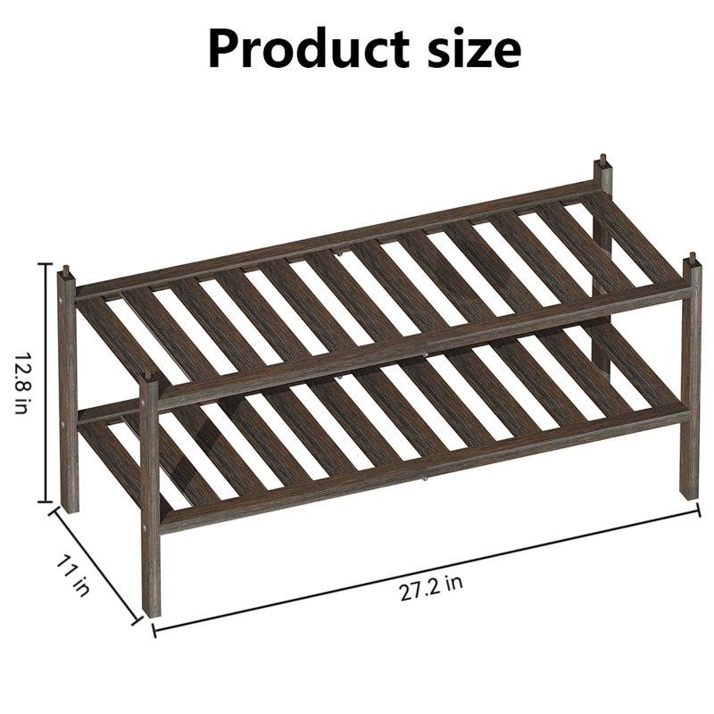 Range-chaussures, une étagère de rangement empilable en bambou à double couche pour les entrées, les couloirs et les armoires