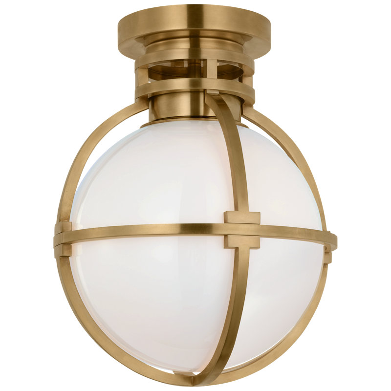 Gracie 1 - Light Flush Mount, Antique-Burnished Brass, 13" H x 10" W x 10" D