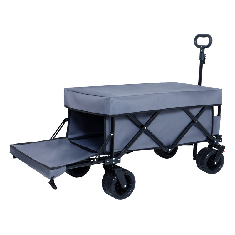 Wagon pliable avec hayon rallongé, housses imperméables anti-poussière, résistantes aux rayons UV, 400 lb de grande capacité, grandes roues tout-terrain