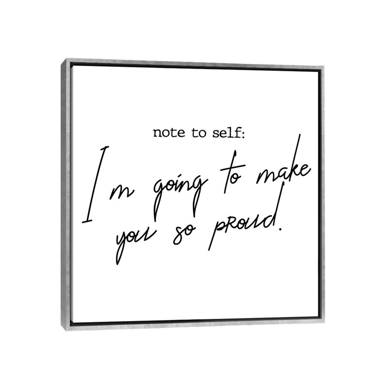 Note pour l’impression d’art textuel, H 26 po x l 26 po x P 1,5 po, Toile avec cadre argenté, Pas de tapis