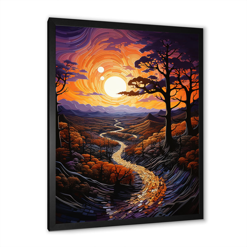 Balzhan Sunset Tangerine Twilight sur toile, Cadre photo noir, H 32 po x l 24 po x P 1 po
